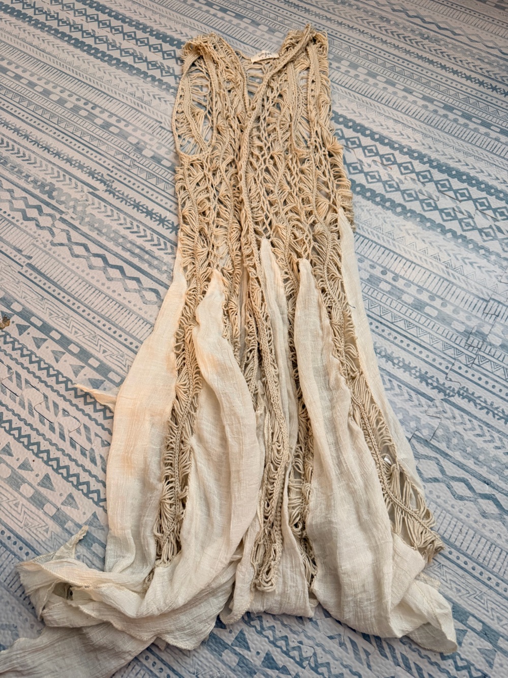 Beige Macrame Fringe duster